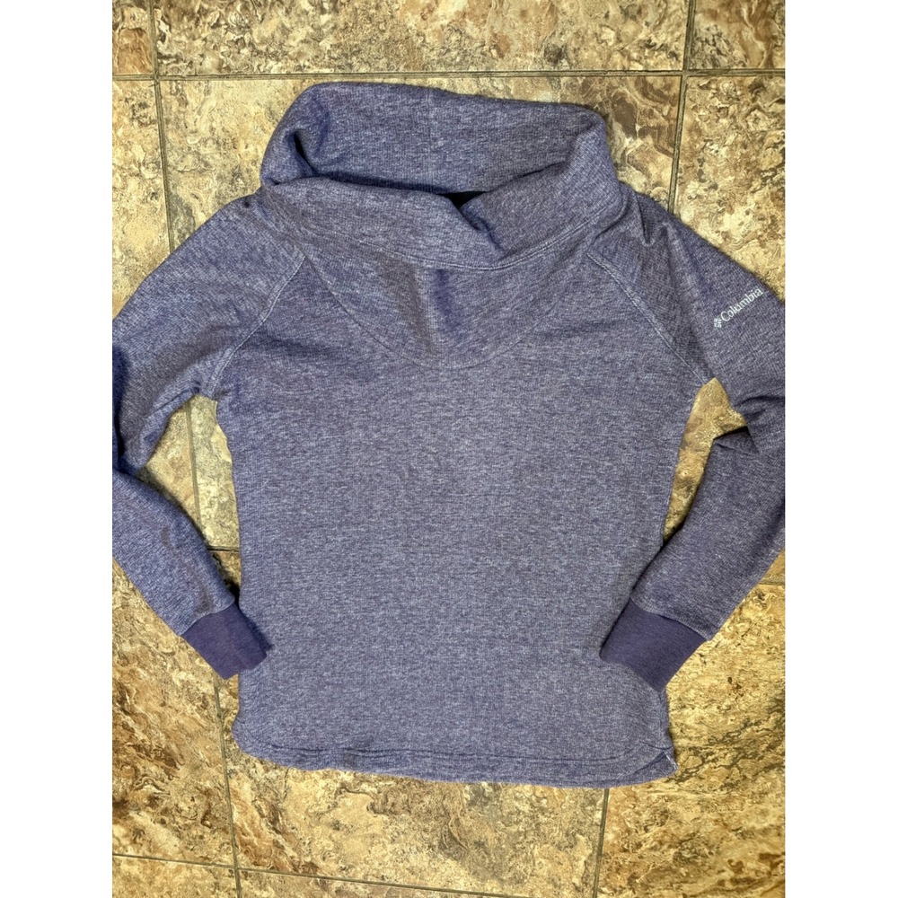 Columbia Womens Cowl Neck Sweatshirt Purple Heathered Pullover Top Small